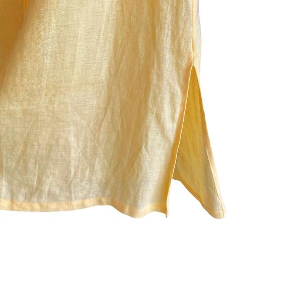 TALBOTS 8 Irish Linen Button Down Sleeveless Top Side Slits Yellow Beachy - Picture 5 of 13
